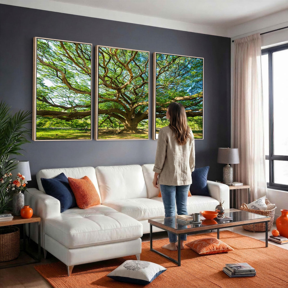 70569-MGV-CV-24X16 - Majestic Oak Tree Wall Art | Serene Nature Canvas Print with Spreading Branches