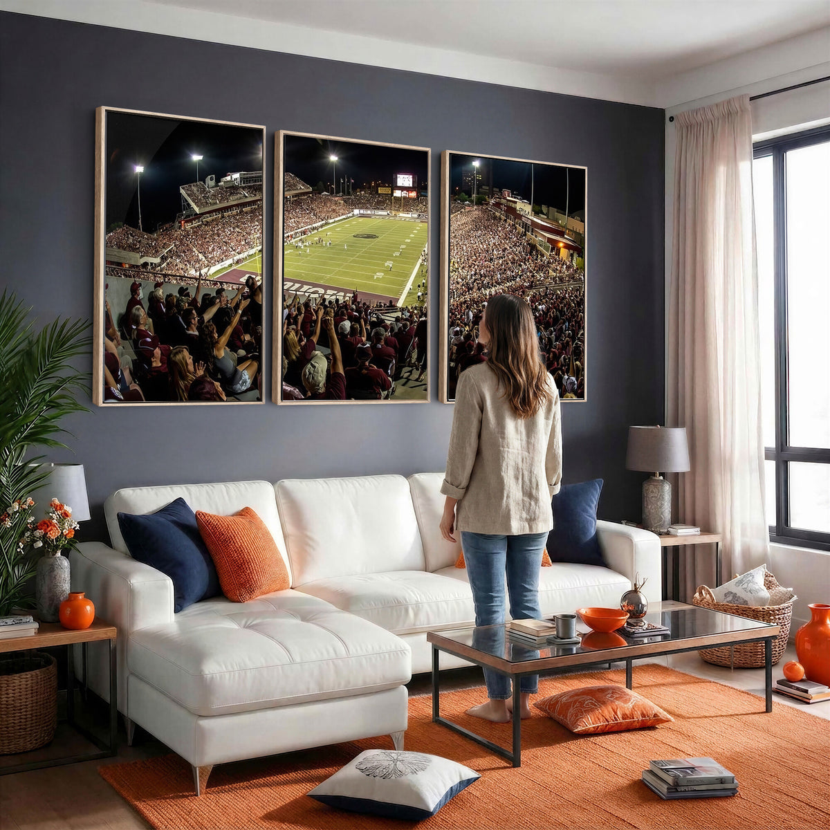 94126-MGV-CV-36X24 - Washington-Grizzly Stadium Canvas Wall Art | Exciting Game Night Atmosphere in Panoramic View
