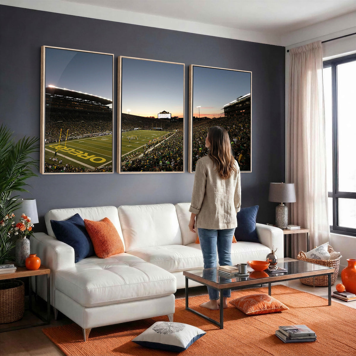 21429-MGV-CV-36X24 - Oregon Ducks Football Team Print - Eugene Autzen Stadium Wall Art Canvas Print