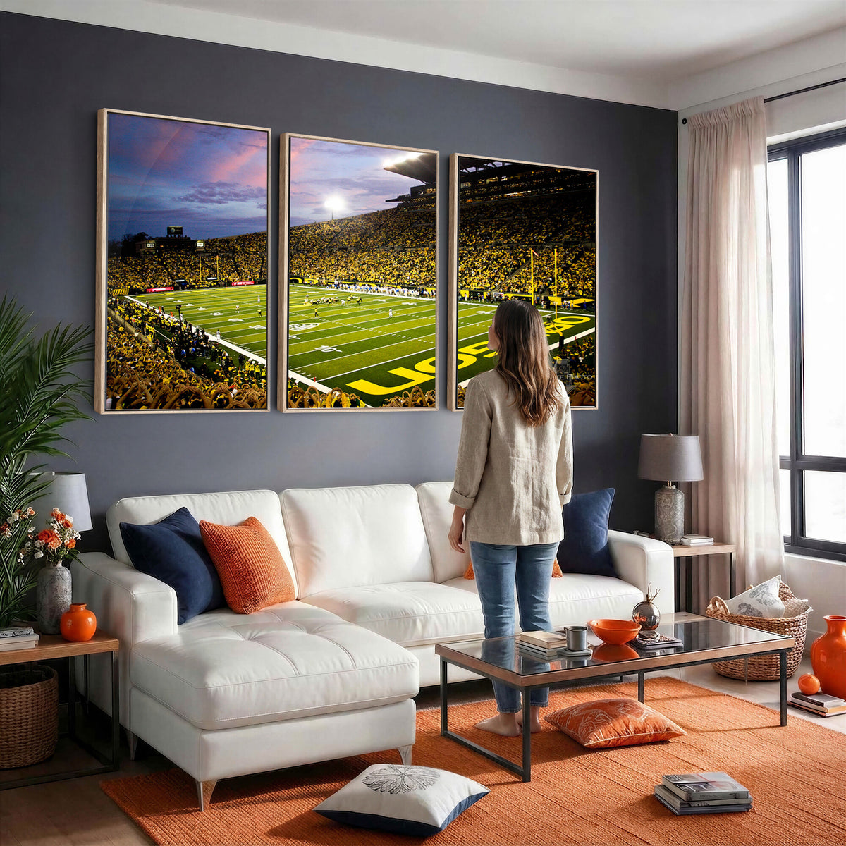 72017-MGV-CV-36X24 - University of Oregon Ducks Football Team Print, Eugene, Framed and Ready to Hang