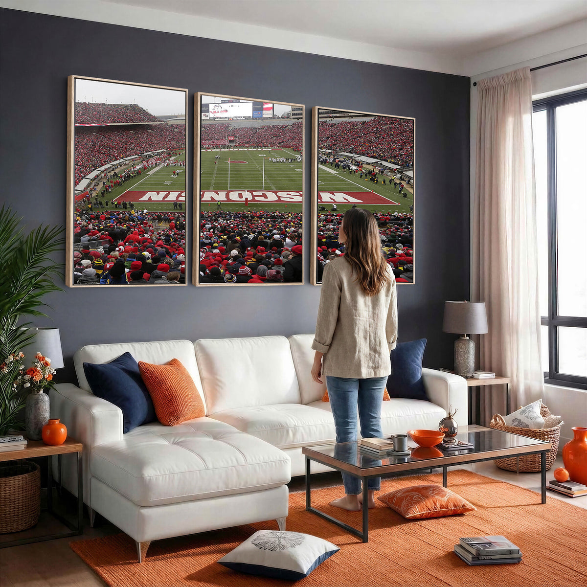 23461-MGV-CV-36X24 - Wisconsin Badgers Team Print Canvas, Madison Camp Randall Stadium Wall Art