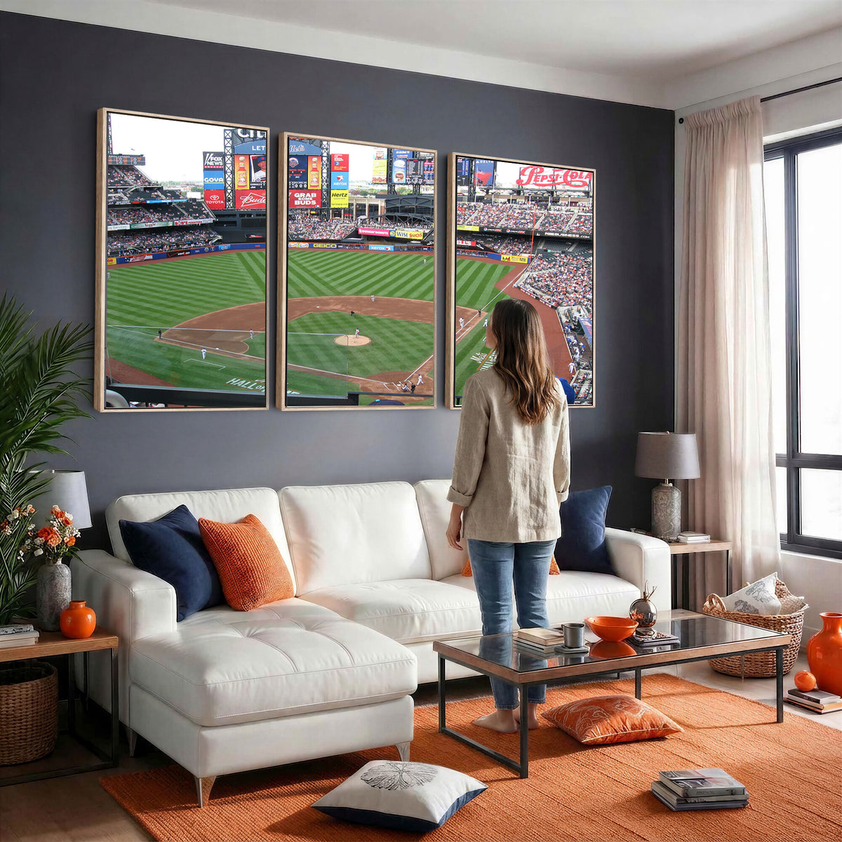 64829-MGV-CV-36X24 - New York Mets Baseball Team Print, Citi Field Baseball Stadium Wall Art