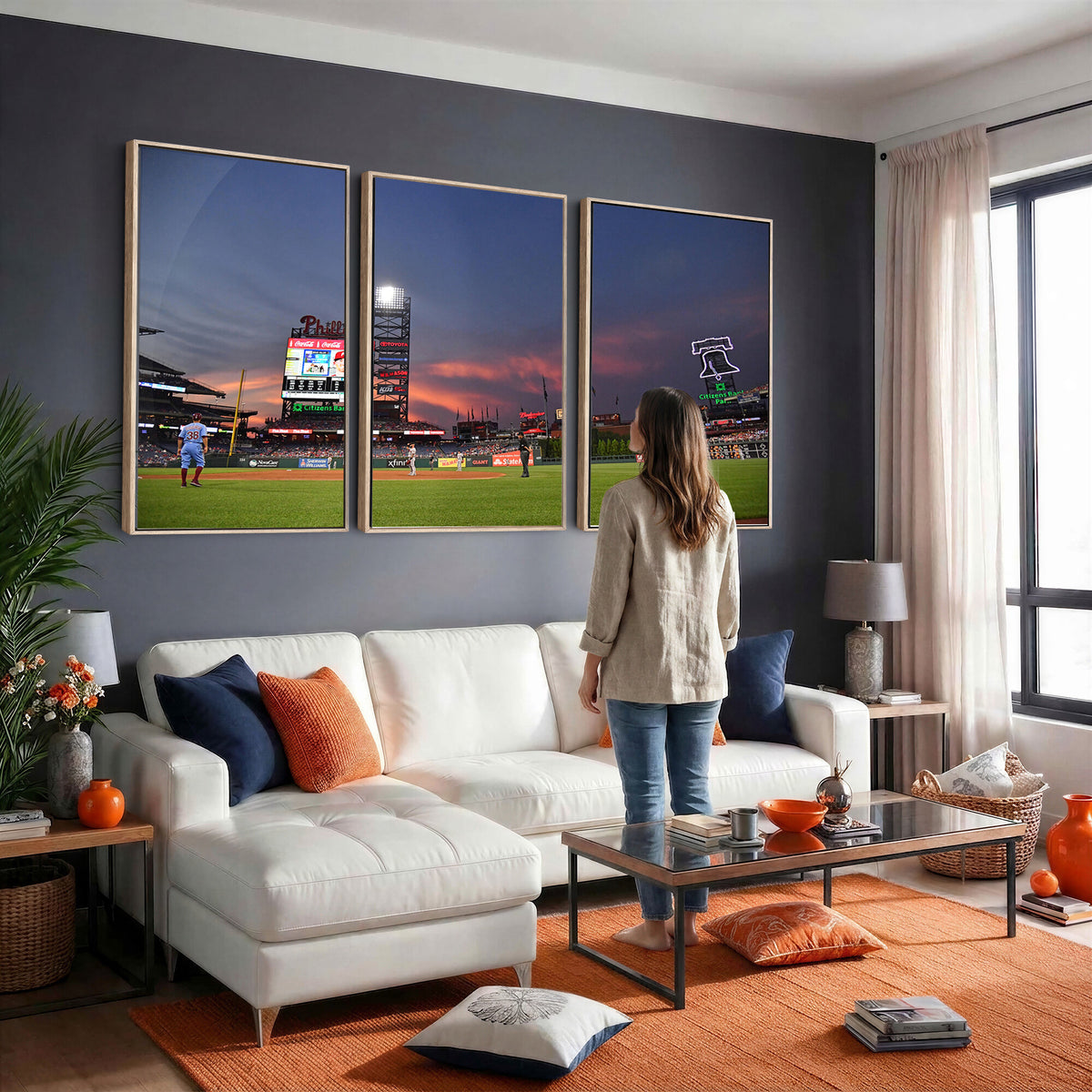 22594-MGV-CV-36X24 - Philadelphia Phillies Baseball Print - Philadelphia Citizens Bank Park Stadium Wall Art, Phillies
