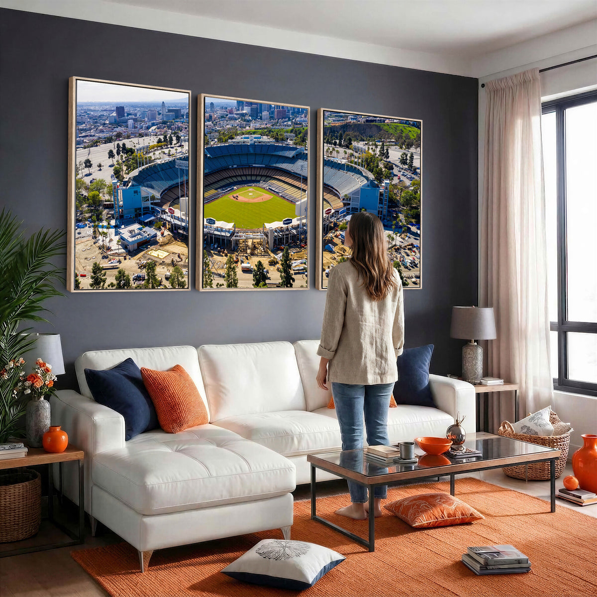 58596-MGV-CV-36X24 - Los Angeles Dodgers Dodger Stadium Wall Art Canvas Print, Extra Large Game Room Wall Decor