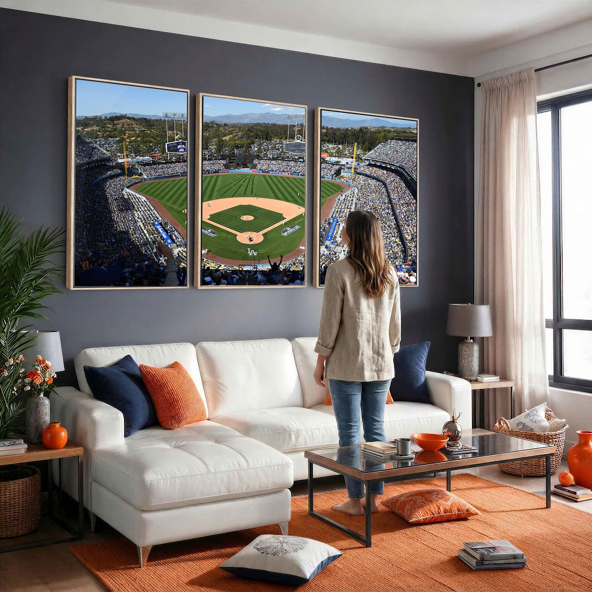 20436-MGV-CV-36X24 - Los Angeles Dodgers Dodger Stadium Wall Art Canvas Print, Framed and Ready to Hang
