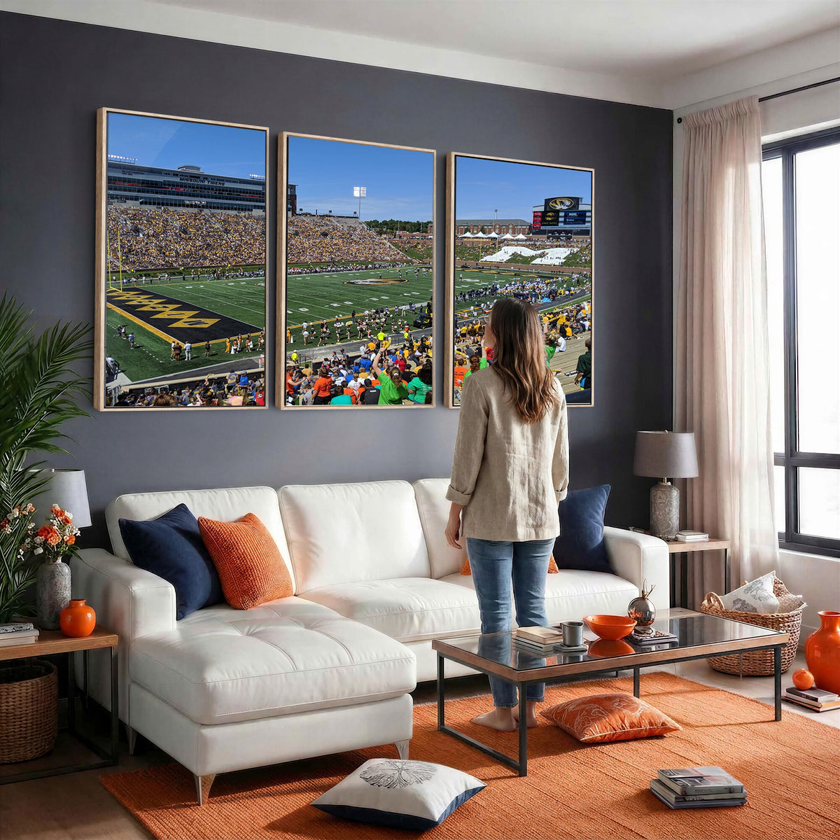 38399-MGV-CV-36X24 - University of Missouri Tigers Football Team Print, Columbia Faurot Field Memorial Stadium Wall Art