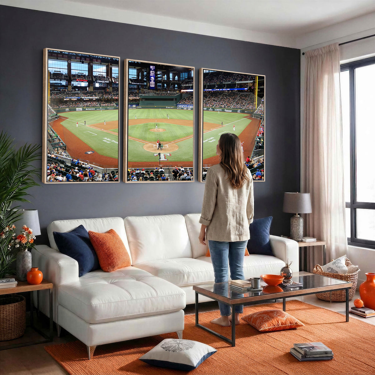 78468-MGV-CV-36X24 - Texas Rangers Baseball Team Print, Arlington Globe Life Field Stadium Wall Art