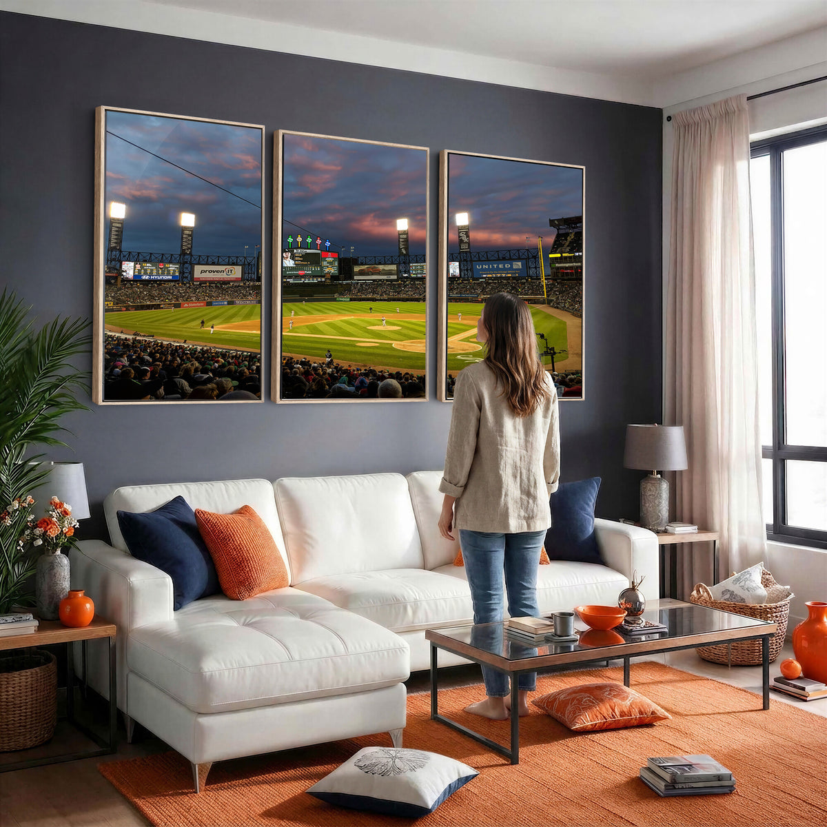 96063-MGV-CV-36X24 - Chicago White Sox Baseball Team Print Canvas, Guaranteed Rate Field, Framed and Ready to Hang