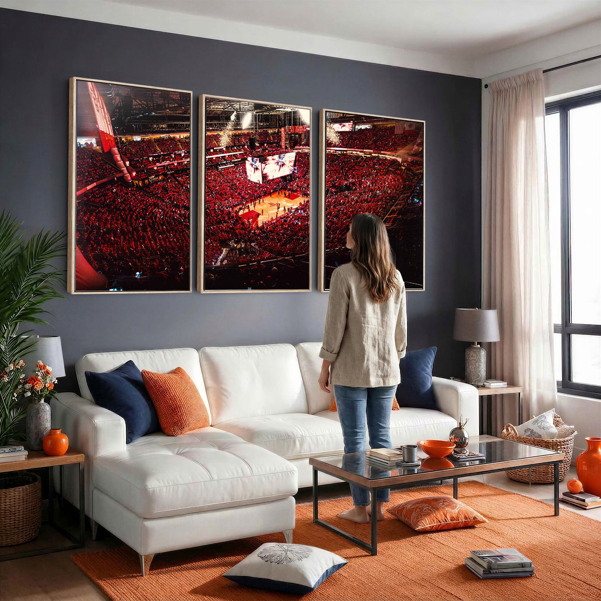 91527-MGV-CV-36X24 - Houston Rockets Basketball Team Print Canvas, Houston Toyota Center Arena Wall Art