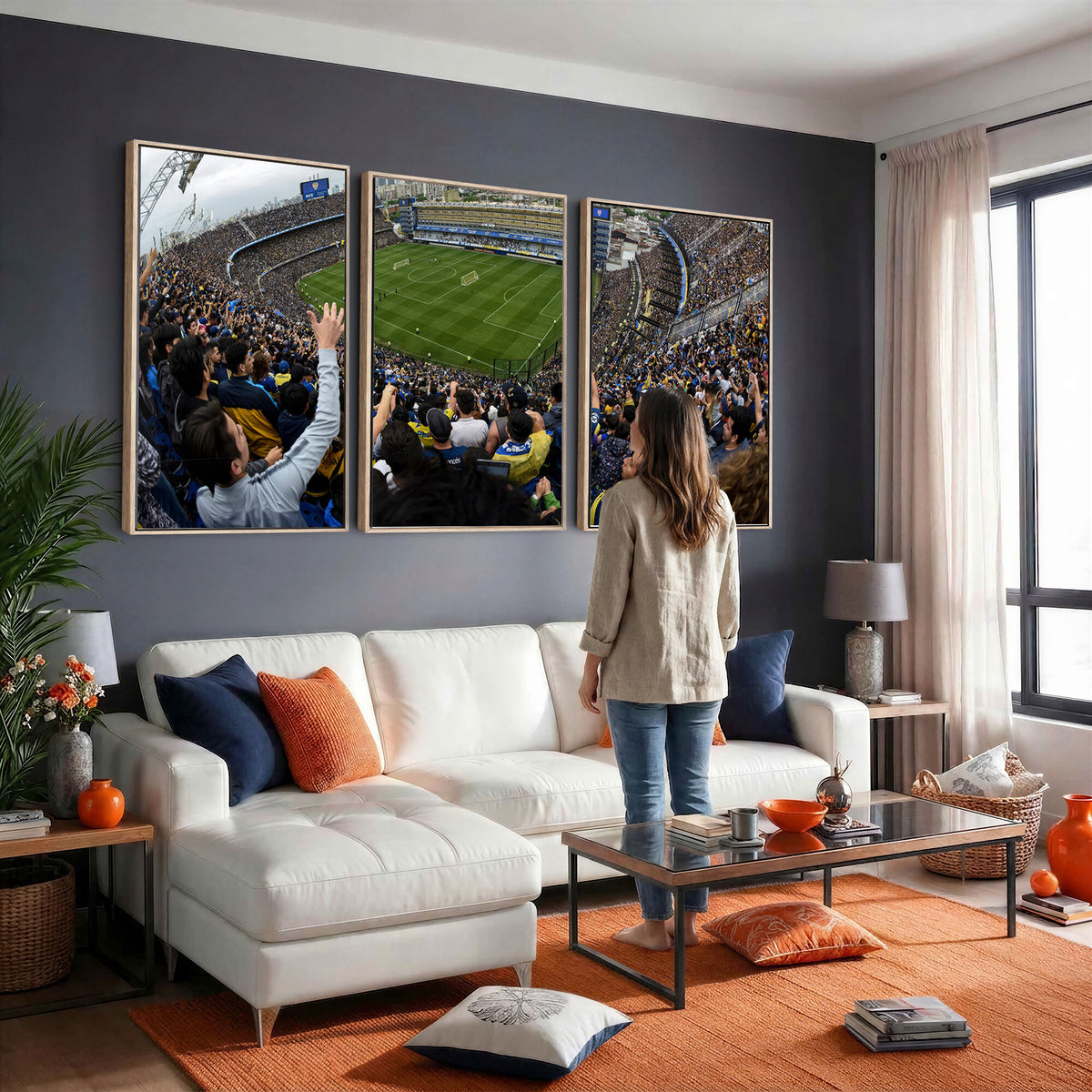 23173-MGV-CV-36X24 - Boca Juniors Soccer Team Print, Buenos Aires Bombonera, Framed and Ready to Hang