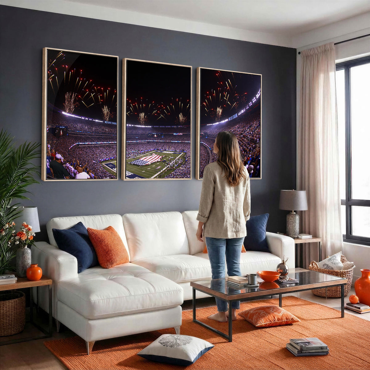 56360-MGV-CV-36X24 - New York Giants Football Team Print, East Rutherford MetLife Stadium Wall Art