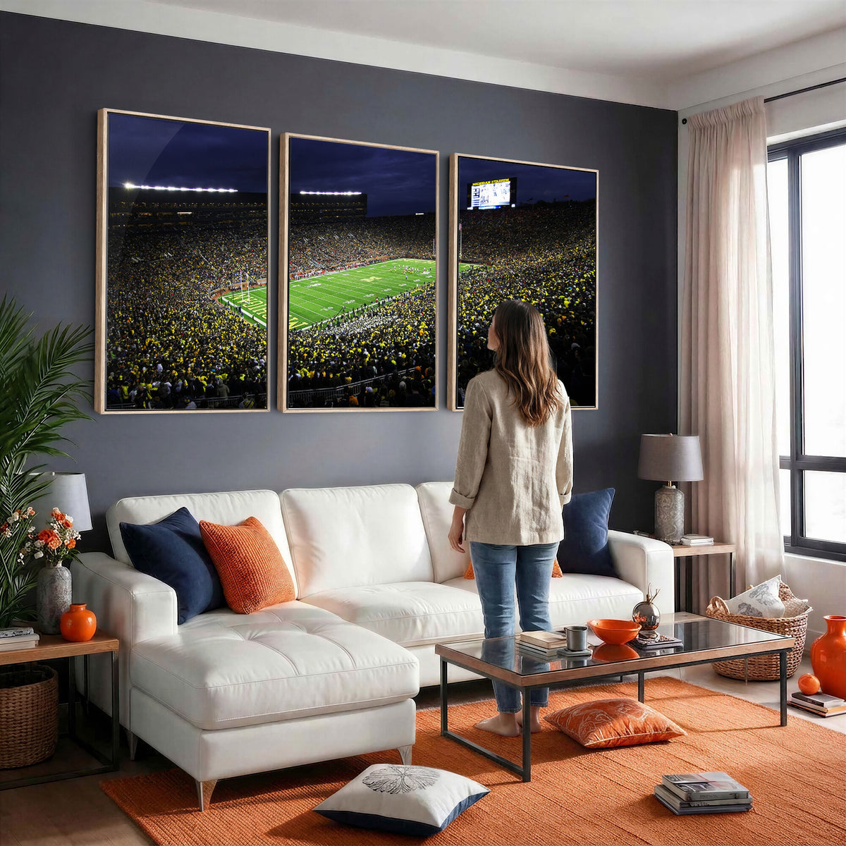 15448-MGV-CV-36X24 - Michigan Wolverines Football Canvas Wall Decor, Football Team Print, Ann Arbor Michigan Stadium