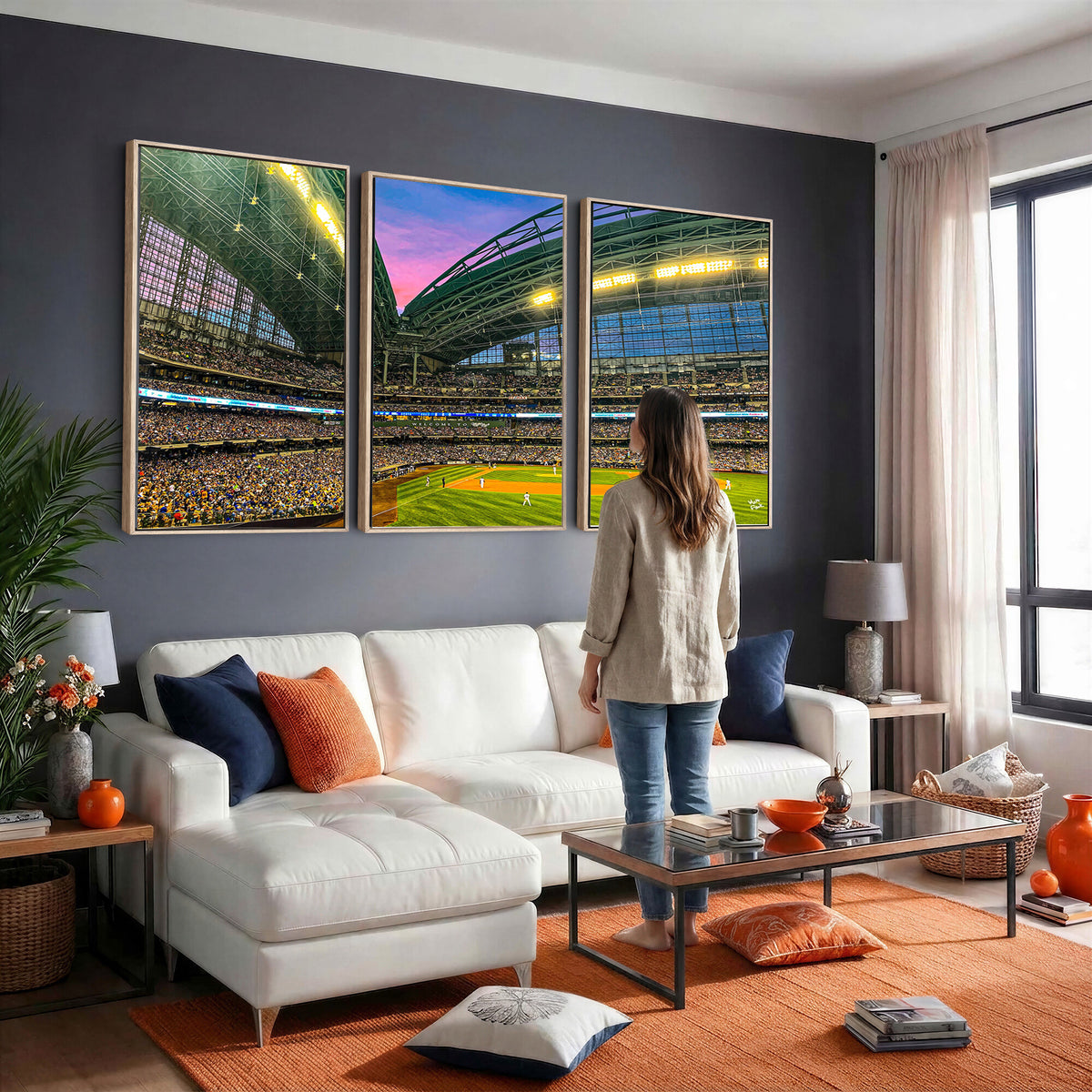 17006-MGV-CV-36X24 - Milwaukee Brewers Baseball Team Print Canvas, American Family Field Stadium Wall Art