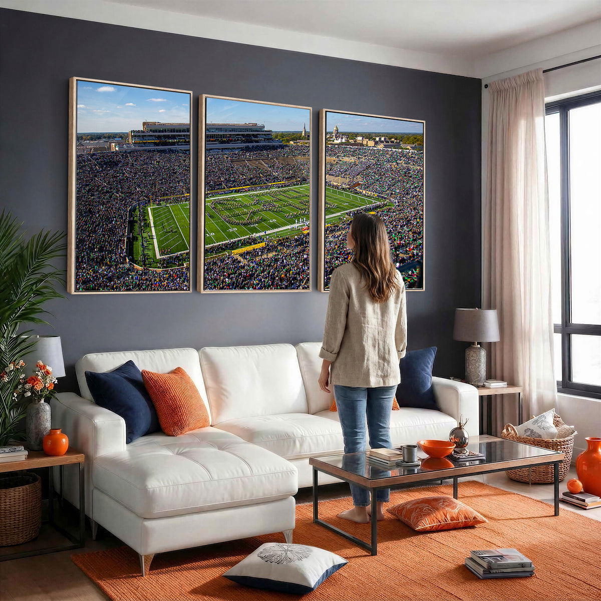 50114-MGV-CV-36X24 - Notre Dame Fighting Irish Football Team Print, Notre Dame Stadium Wall Art