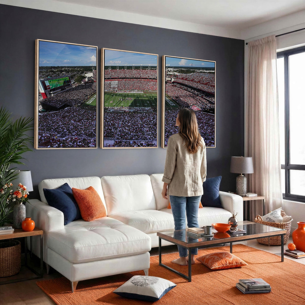 83382-MGV-CV-36X24 - South Carolina Gamecocks Football Team Print, Columbia Williams-Brice Stadium Wall Art