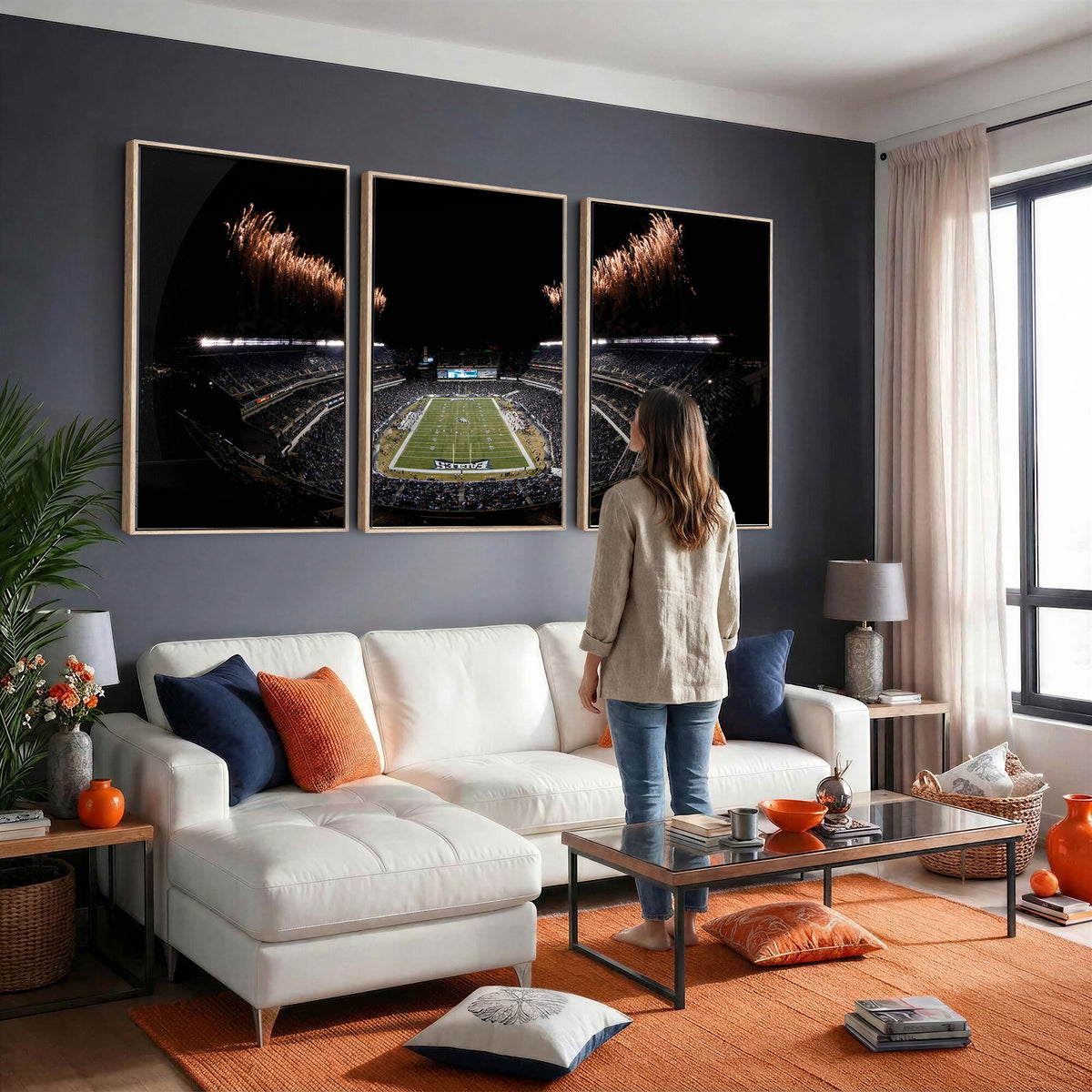 89680-MGV-CV-36X24 - Eagles Field Stadium Wall Art, Philadelphia Eagles Football, Framed and Ready to Hang