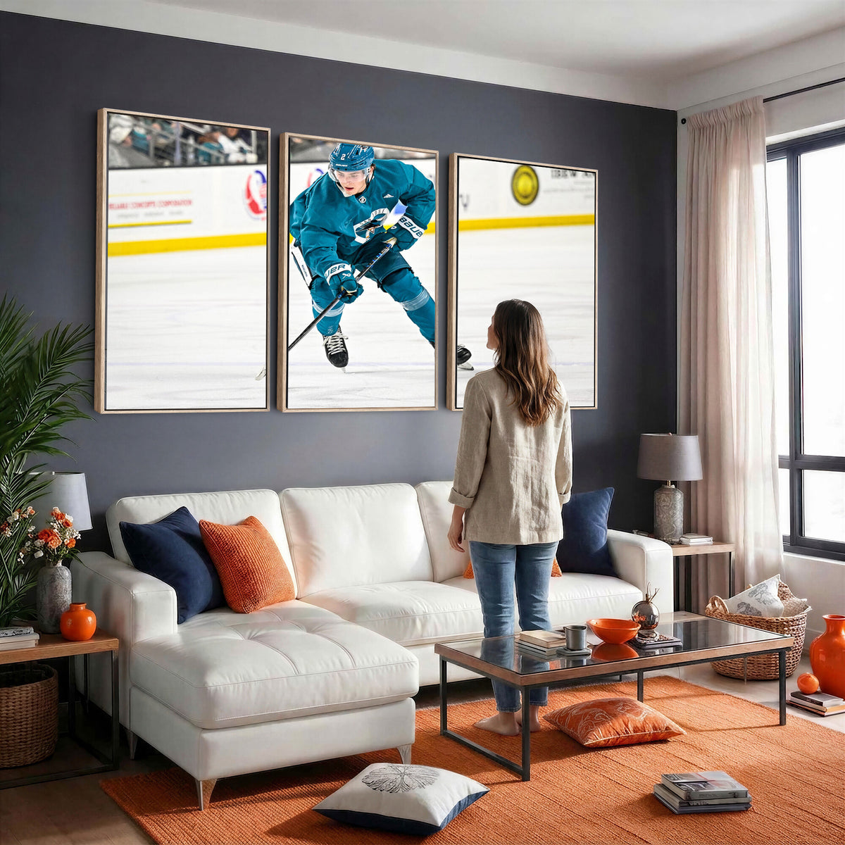 69179-MGV-CV-36X24 - San Jose Sharks Ice Hockey Player Wall Art Canvas Print