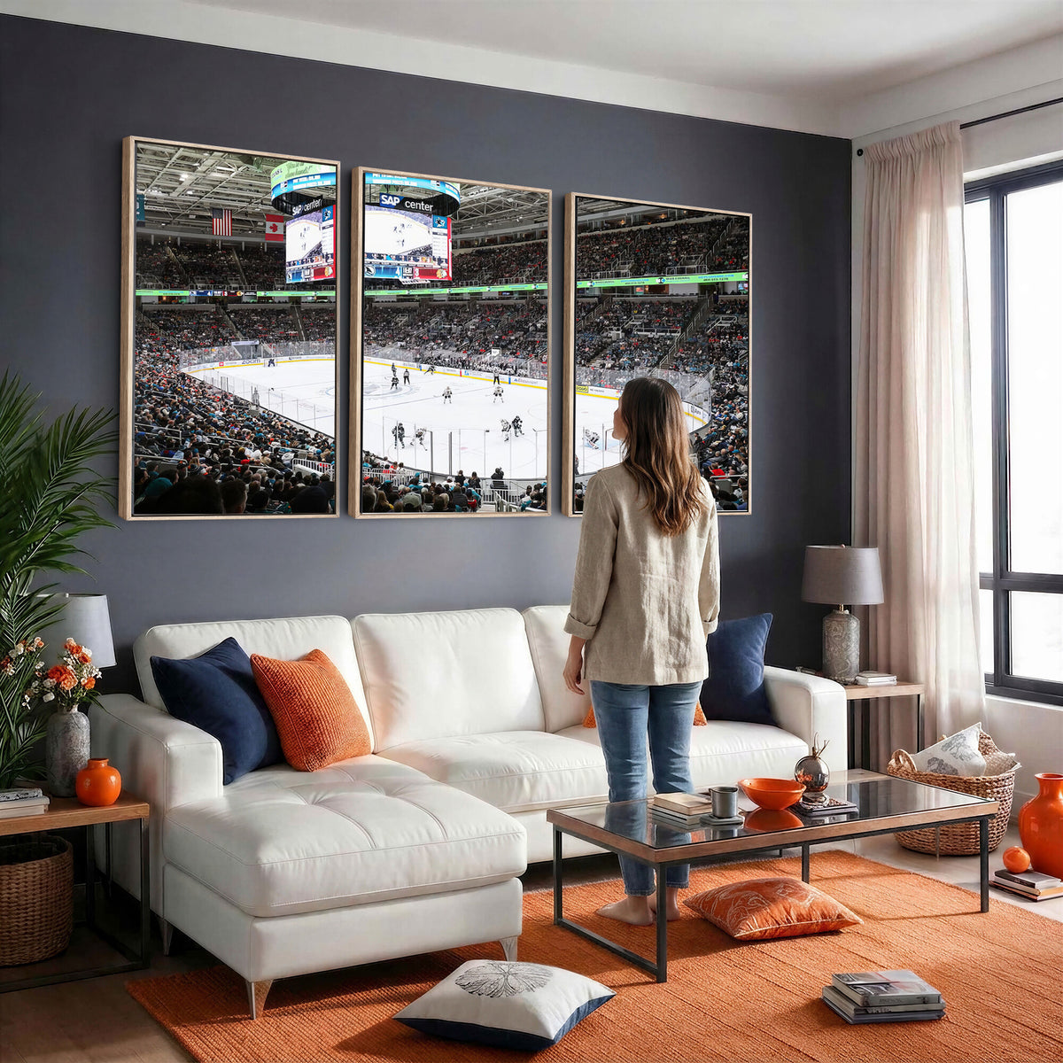 87538-MGV-CV-36X24 - Sharks Arena Blackhawks Sharks Ice Hockey Stadium Wall Art