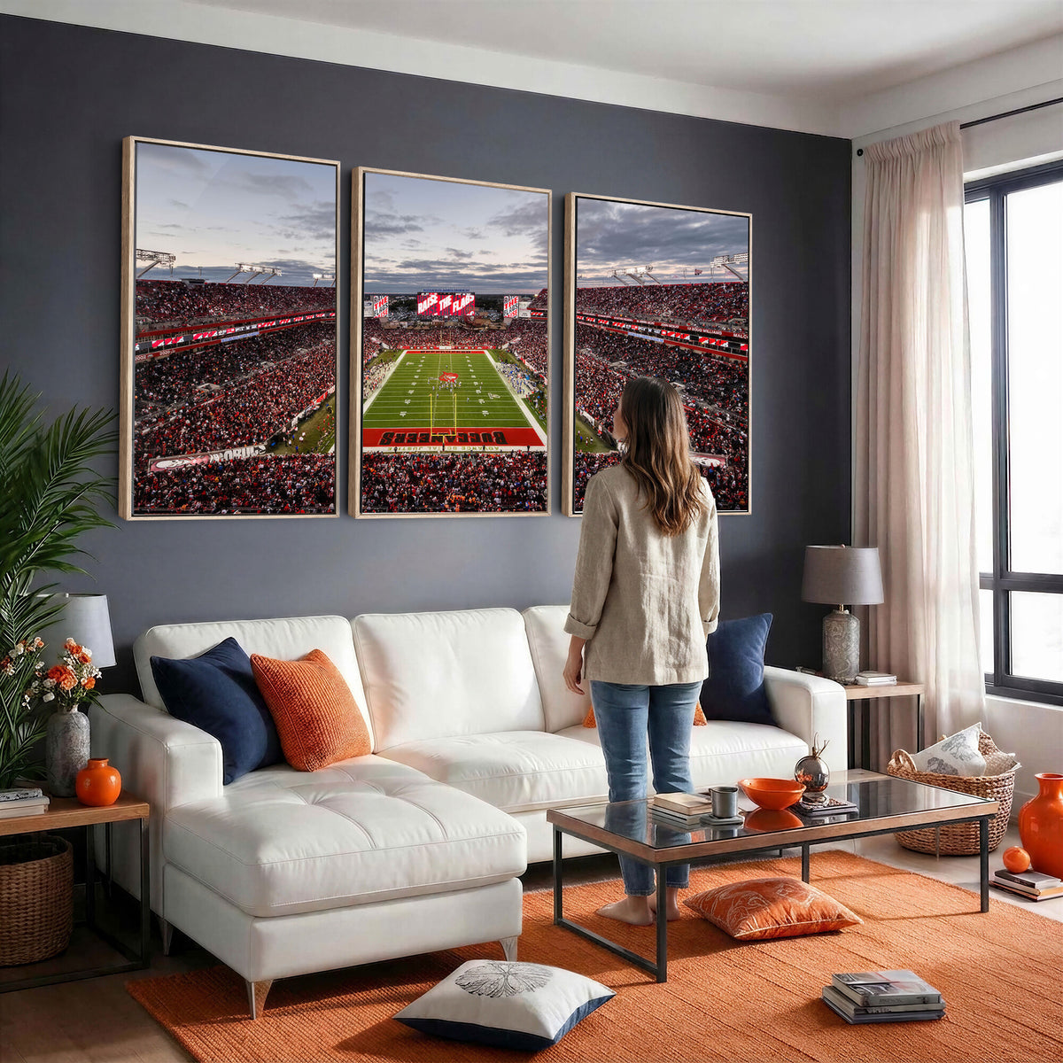 35698-MGV-CV-36X24 - Florida Tampa Raymond James Stadium Wall Art Canvas Print - NFL Football Stadium Print Canvas
