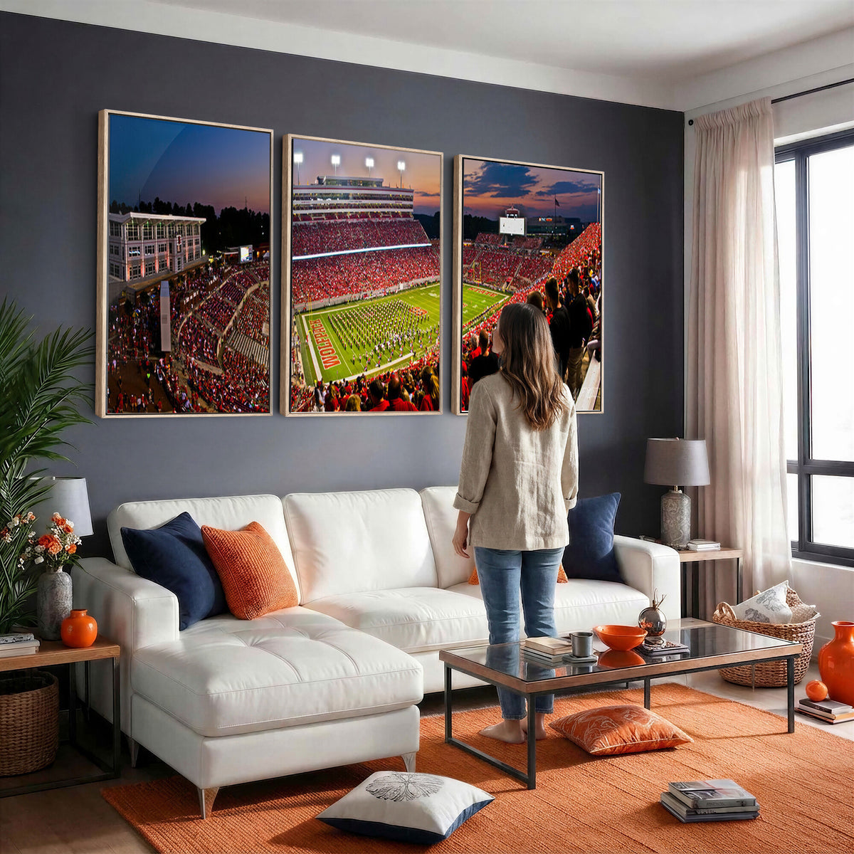 87655-MGV-CV-36X24 - NC State Wolfpack Football Team Print - Raleigh Carter-Finley Stadium Wall Art Canvas Print