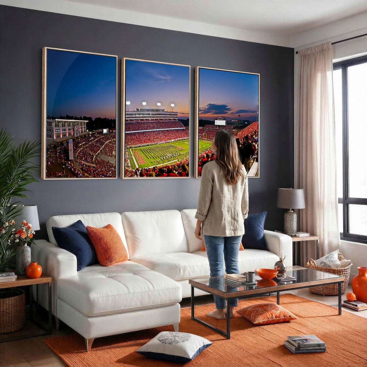 33313-MGV-CV-36X24 - NC State Wolfpack Football Team Print - Raleigh Carter-Finley Stadium Wall Art Canvas Print
