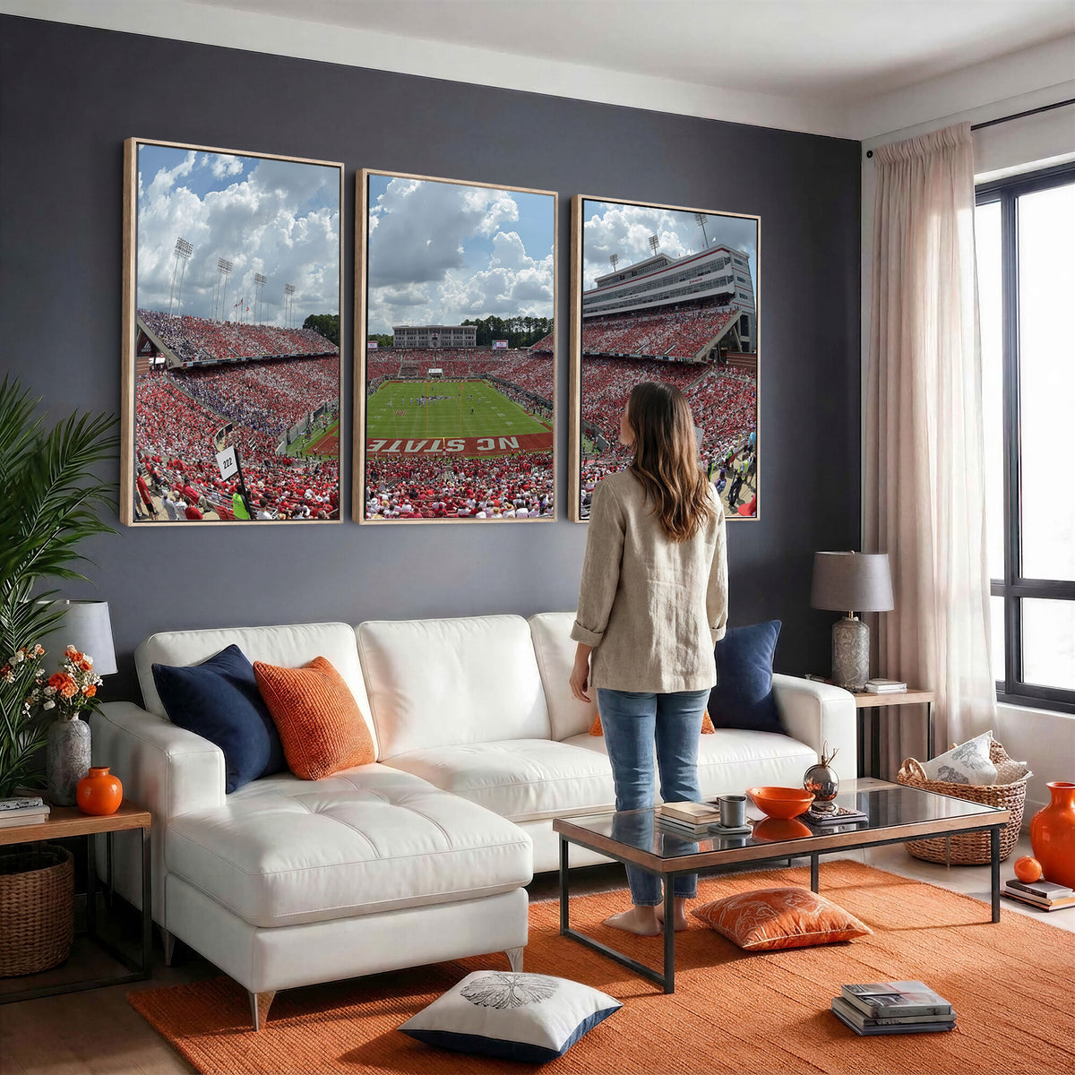 30640-MGV-CV-36X24 - NC State Wolfpack Football Team Print Canvas- Raleigh Carter-Finley Stadium Wall Art Canvas Print