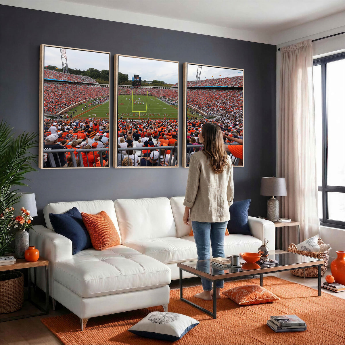 63606-MGV-CV-36X24 - Virginia Cavaliers Football Team Print, Charlottesville, Extra Large Game Room Wall Decor