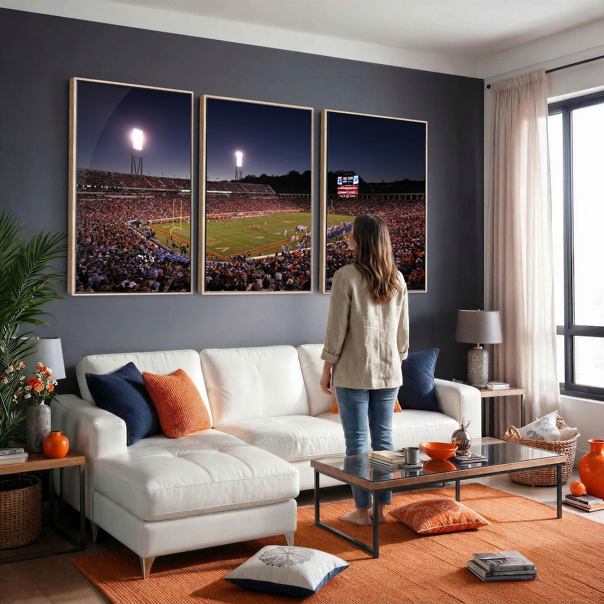 69378-MGV-CV-36X24 - Virginia Cavaliers Football Team Print - Charlottesville Scott Stadium Canvas Print Wall Art