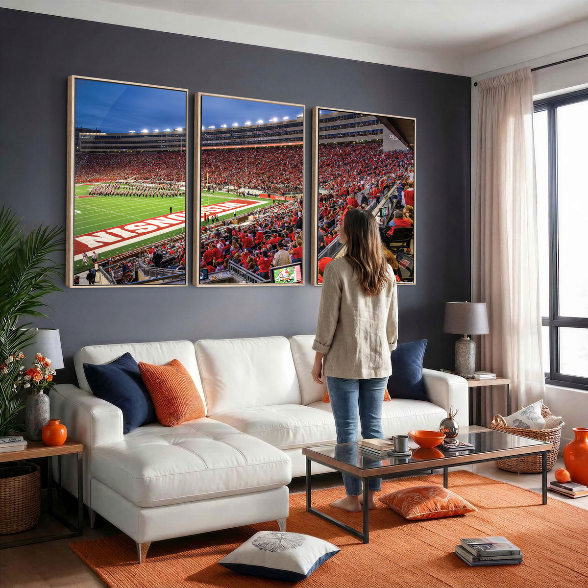 57601-MGV-CV-36X24 - Wisconsin Badgers Football Team Print - Madison Camp Randall Stadium Wall Art, Wisconsin Badgers
