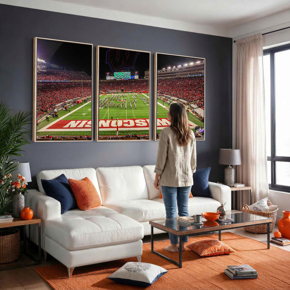 34125-MGV-CV-36X24 - Wisconsin Badgers Football Team Print Canvas- Madison Camp Randall Stadium Wall Art Canvas Print