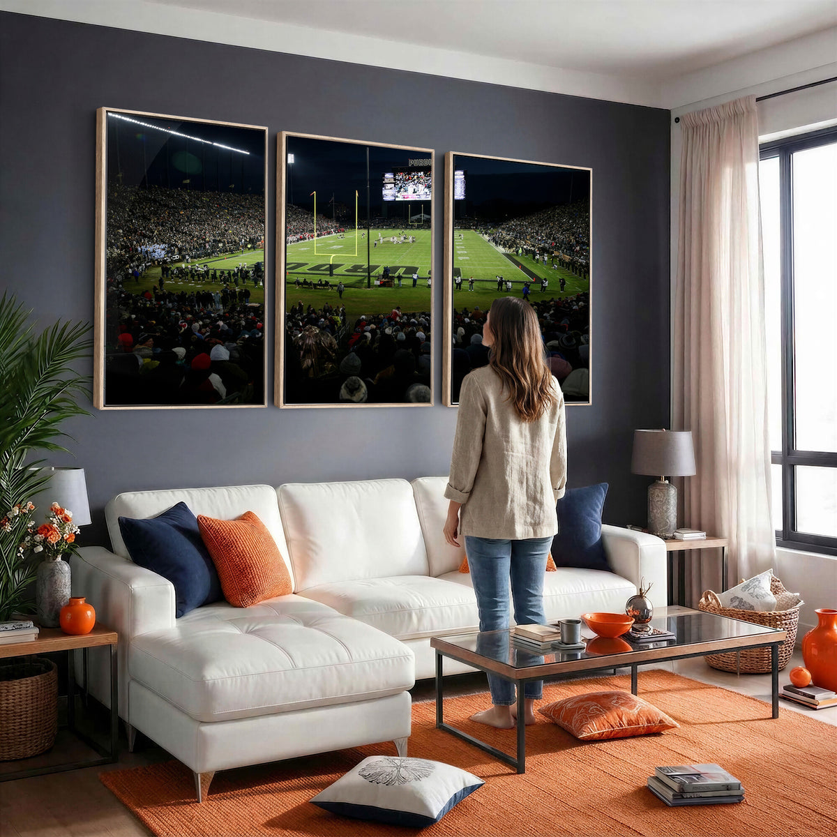 60140-MGV-CV-36X24 - Purdue Boilermakers Football Team Print - West Lafayette Ross–Ade Stadium Wall Art Canvas Print