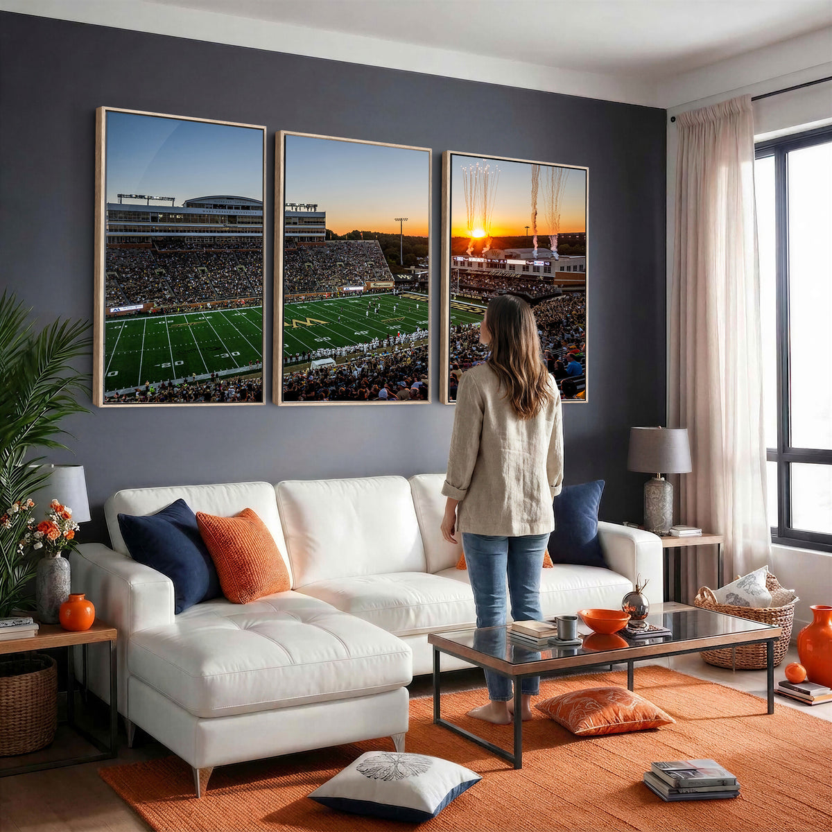 29253-MGV-CV-36X24 - Demon Deacons Football Team Print Canvas- Winston-Salem Allegacy Federal Credit Union Stadium Wall