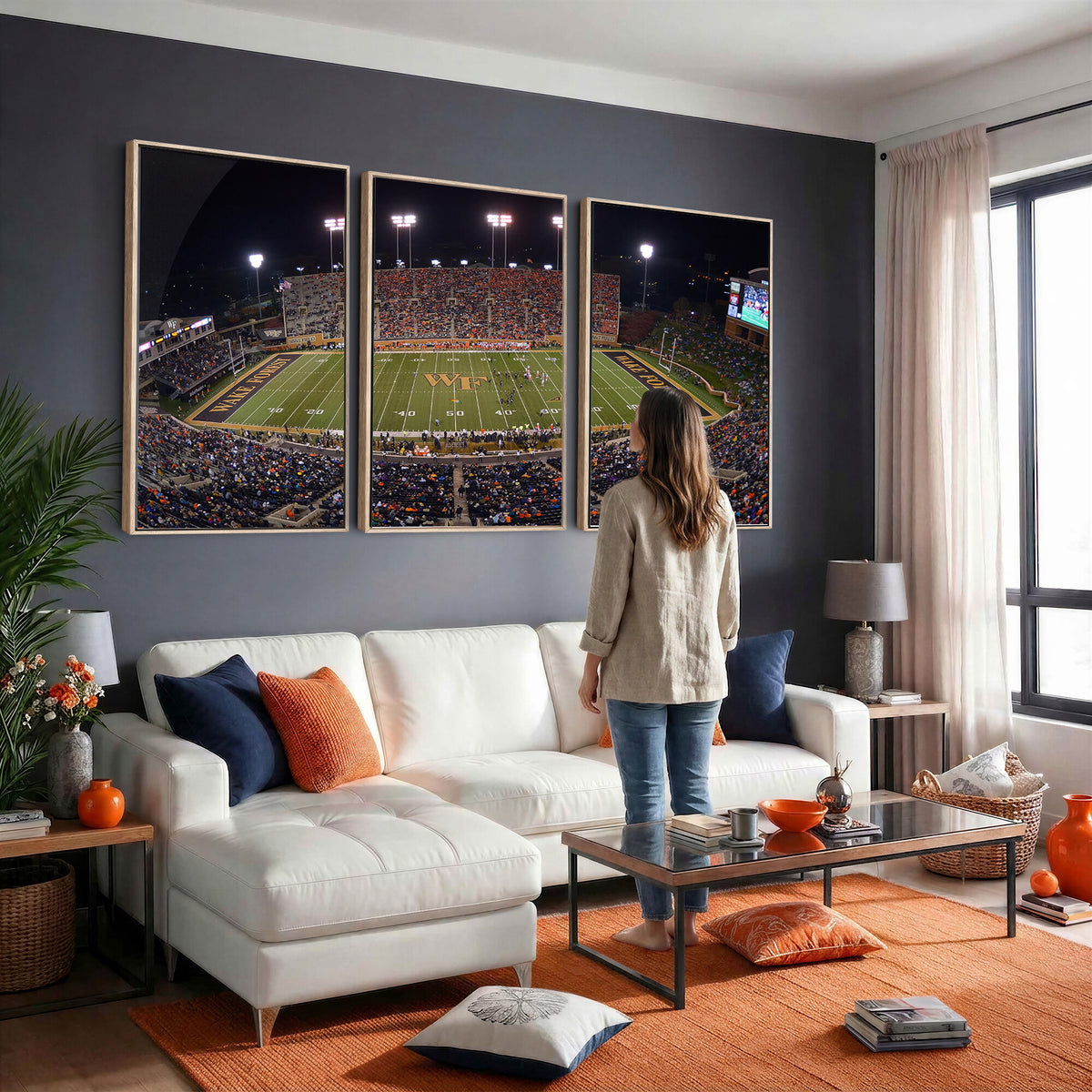 26033-MGV-CV-36X24 - Demon Deacons Print Canvas, Football Team Print