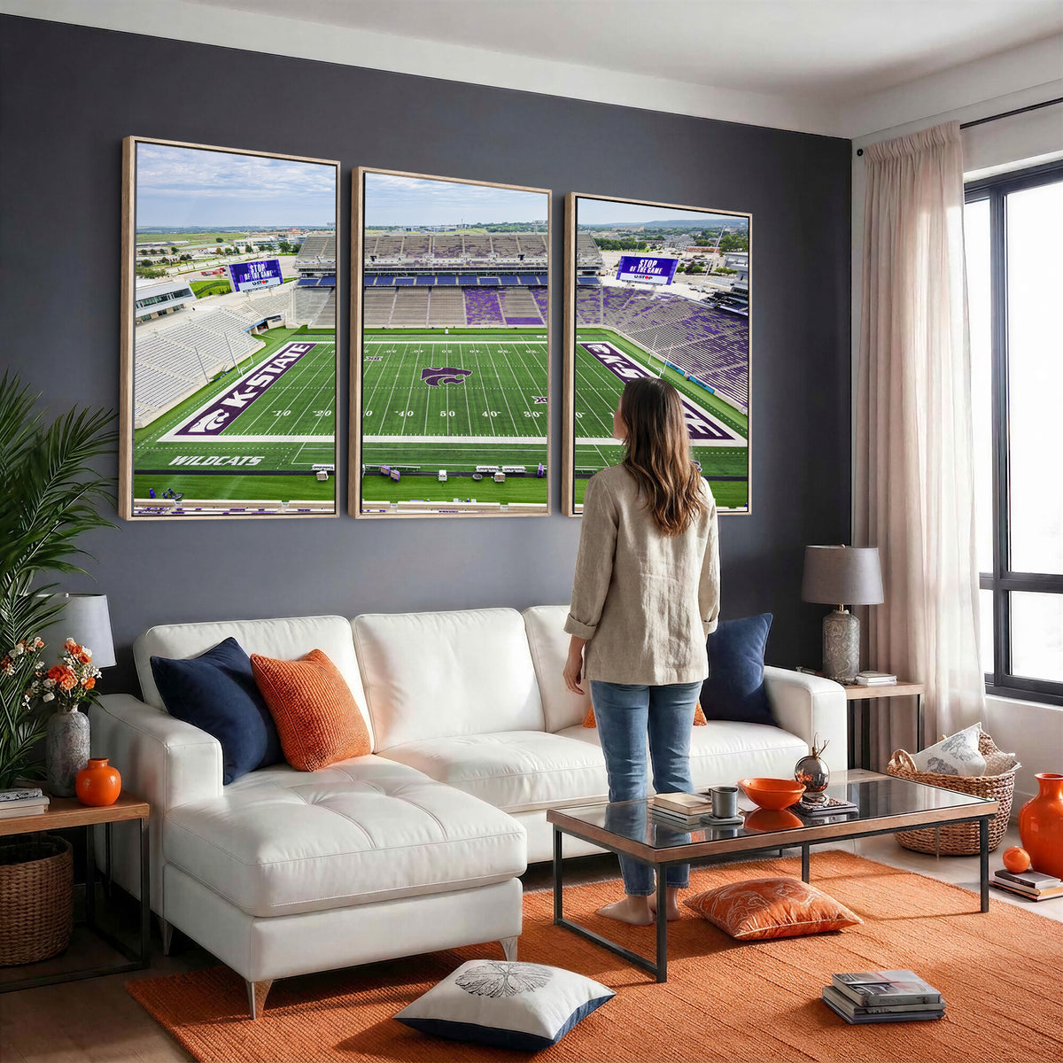 29452-MGV-CV-36X24 - KState Wildcats Football Team Print - Manhattan Bill Snyder Family Football Stadium Wall Art Canvas