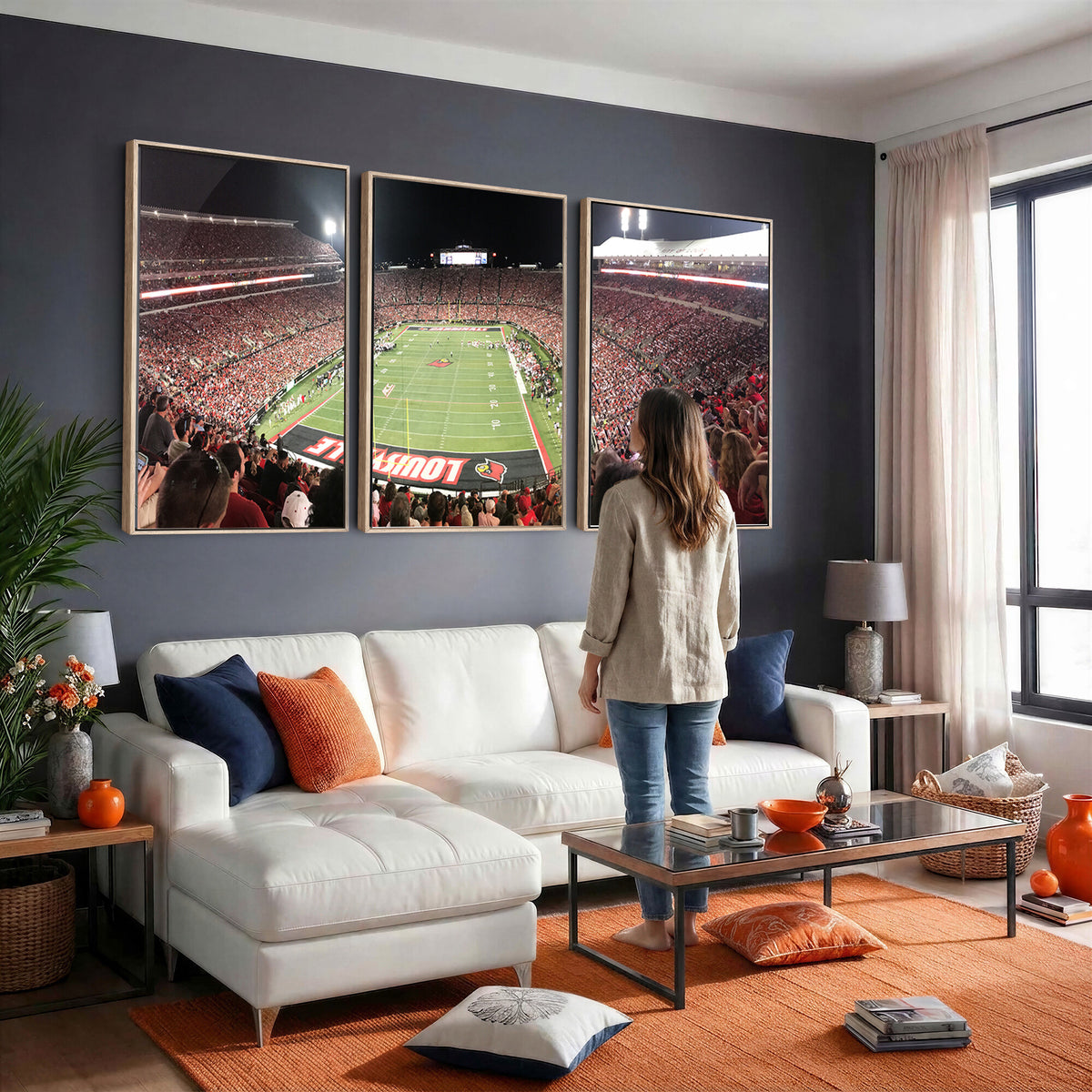 52267-MGV-CV-36X24 - University of Louisville Cardinals Football Team Print - Louisville Cardinal Stadium Wall Art Canvas