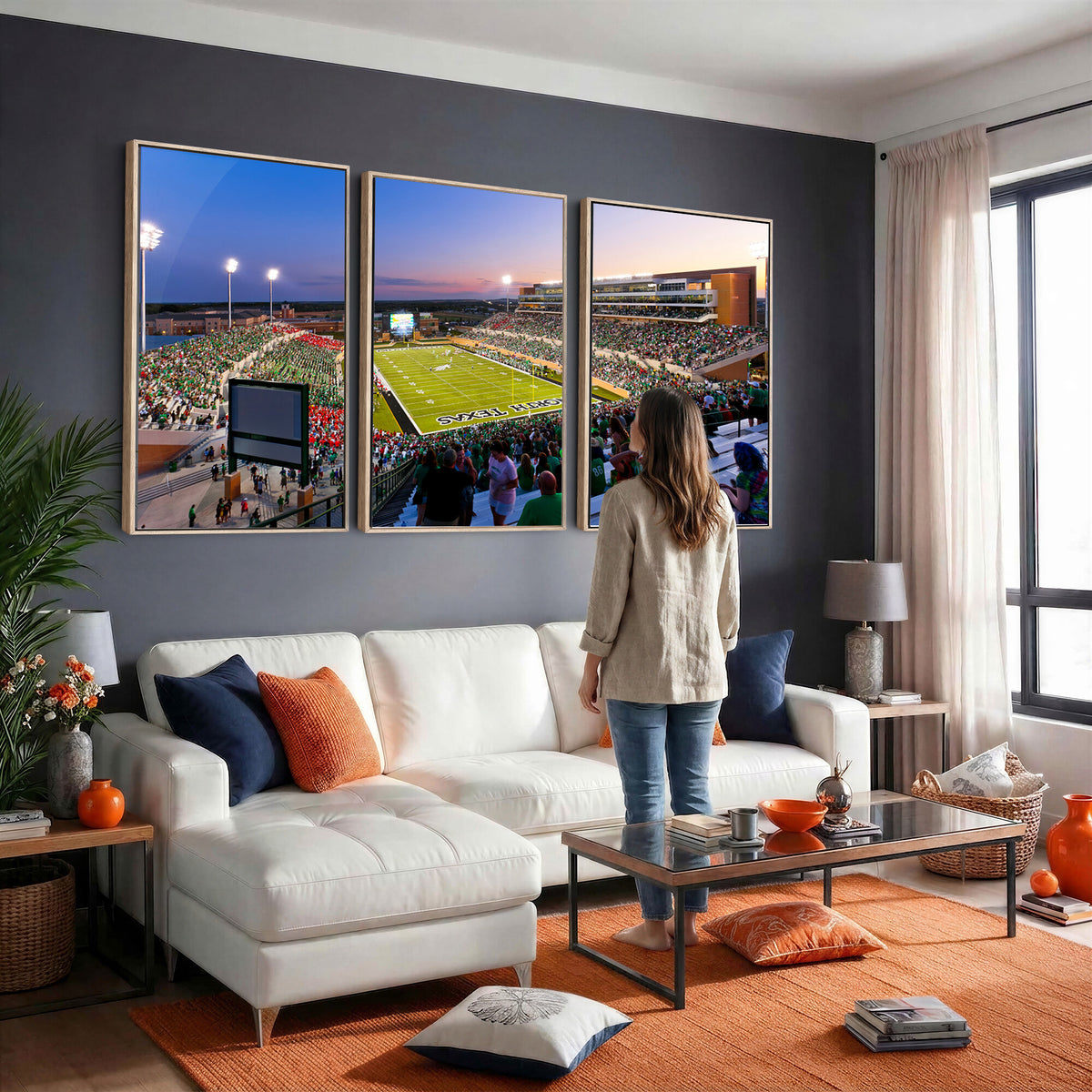 25916-MGV-CV-36X24 - University of North Texas Mean Green Football Team Print - Denton DATCU Stadium Canvas Print Wall