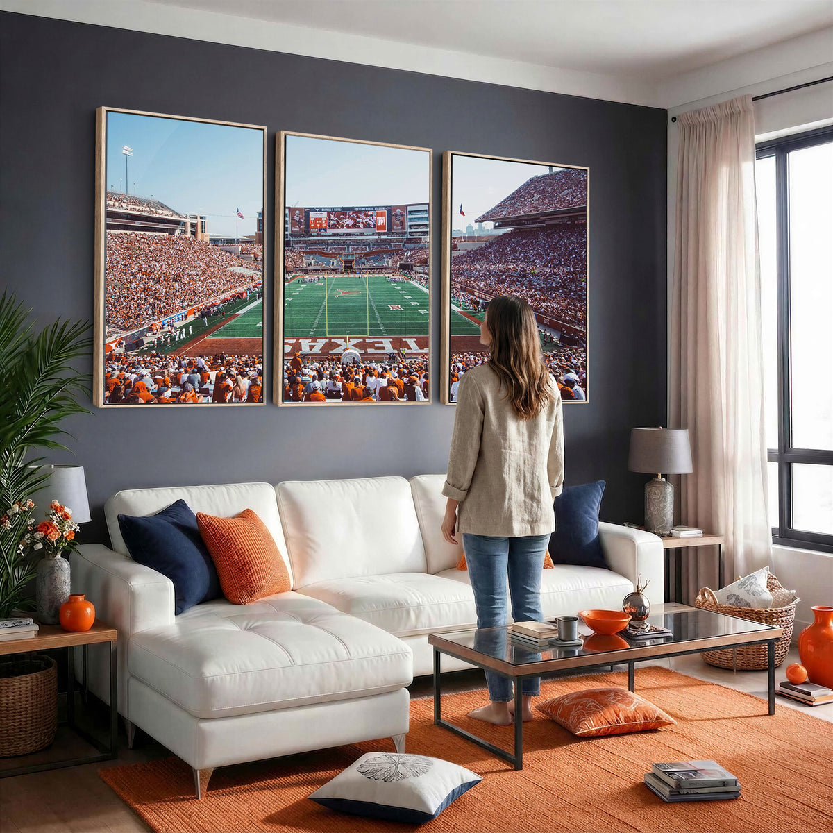 14826-MGV-CV-36X24 - Framed Texas Memorial Stadium Canvas, University of Texas Longhorns Football Team Print - Austin