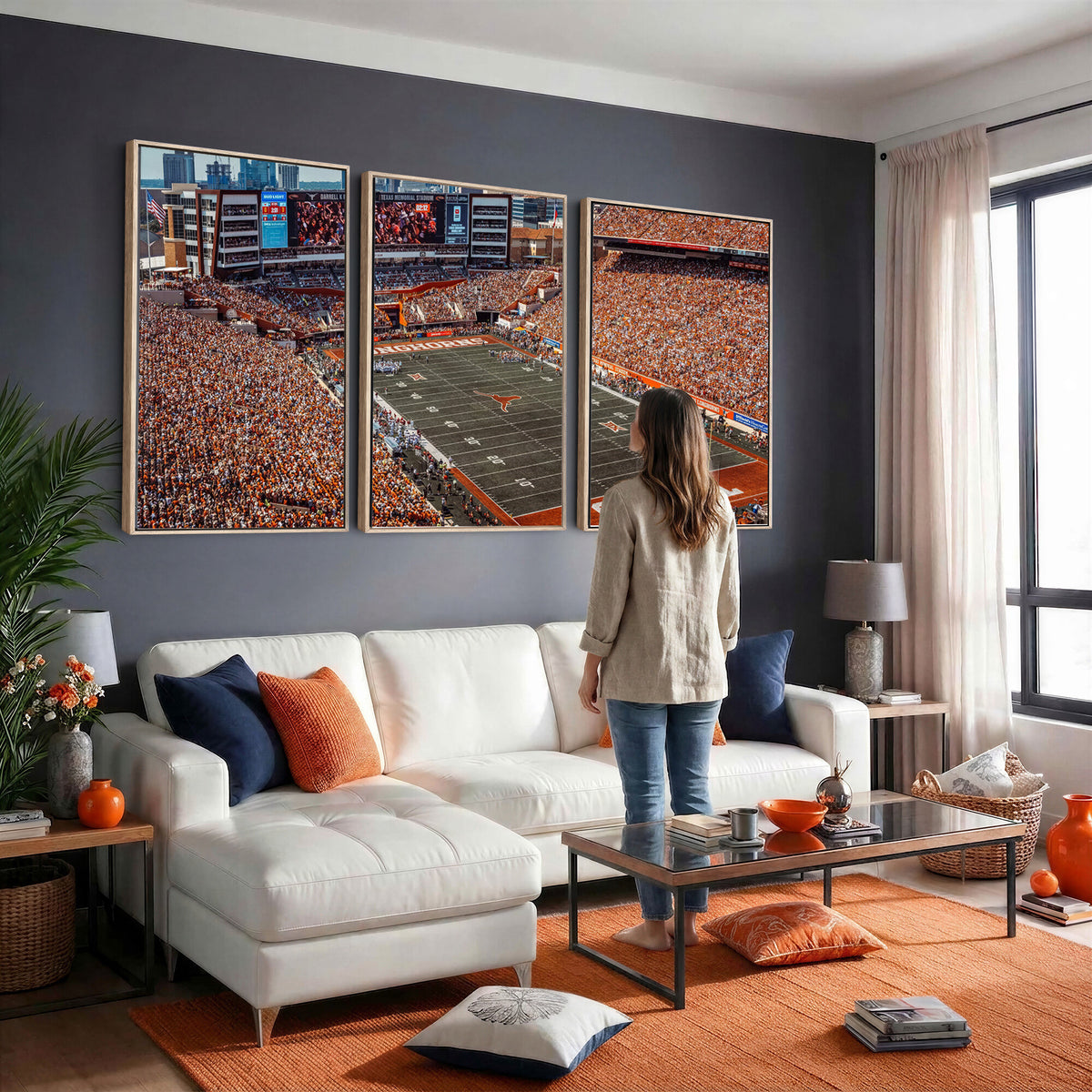 92103-MGV-CV-36X24 - University of Texas Longhorns Football Team Print - Austin Darrell K Royal-Texas Memorial Stadium