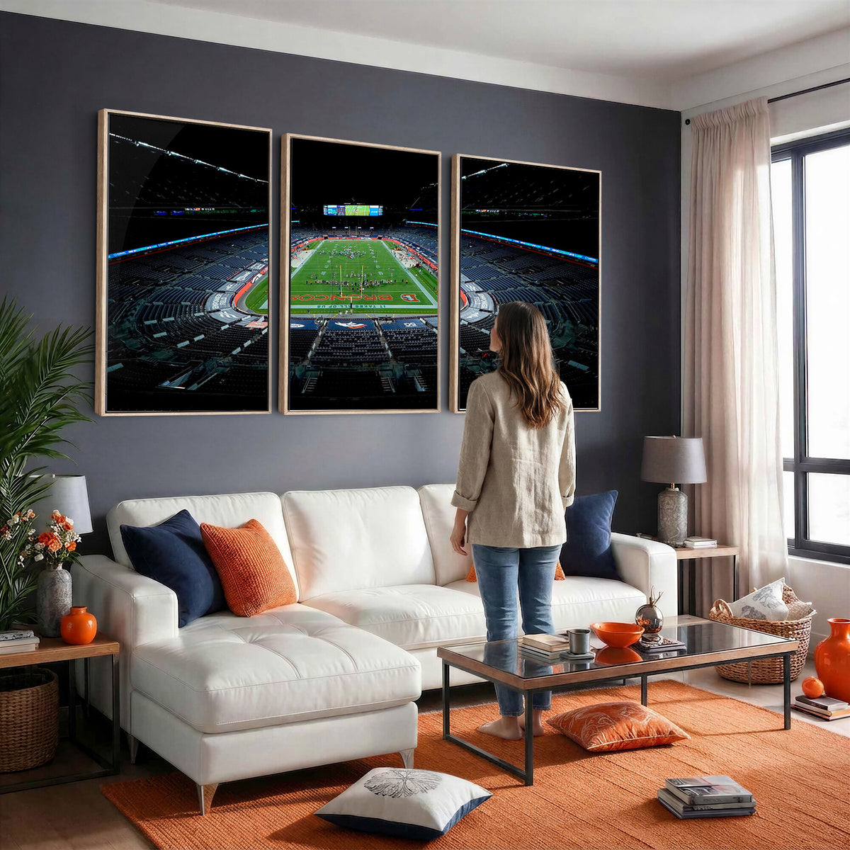 14797-MGV-CV-36X24 - Denver Broncos Football Team Print Canvas- Denver Empower Field at Mile High Stadium Wall Art Canvas