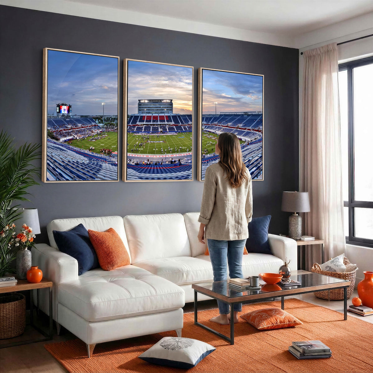 69559-MGV-CV-36X24 - Florida Atlantic University Owls Football Team Print - Boca Raton FAU Stadium Wall Art Canvas Print