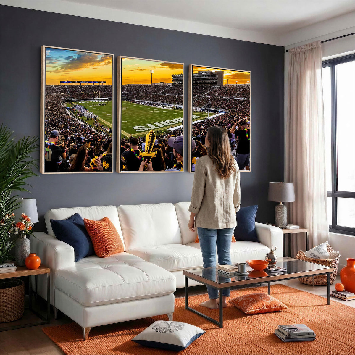 66803-MGV-CV-36X24 - UCF Knights Football Team Print - Orlando FBC Mortgage Stadium, UCF Knights Wall Art Canvas Print