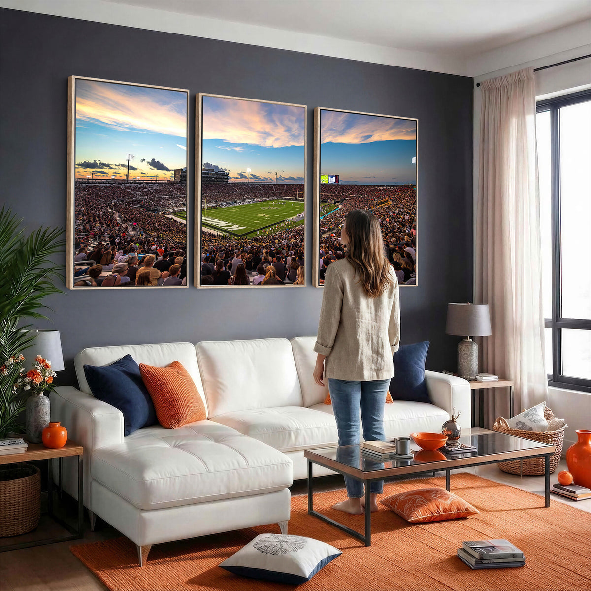 50243-MGV-CV-36X24 - UCF Knights Football Team Print - Orlando FBC Mortgage Stadium Wall Art Canvas Print