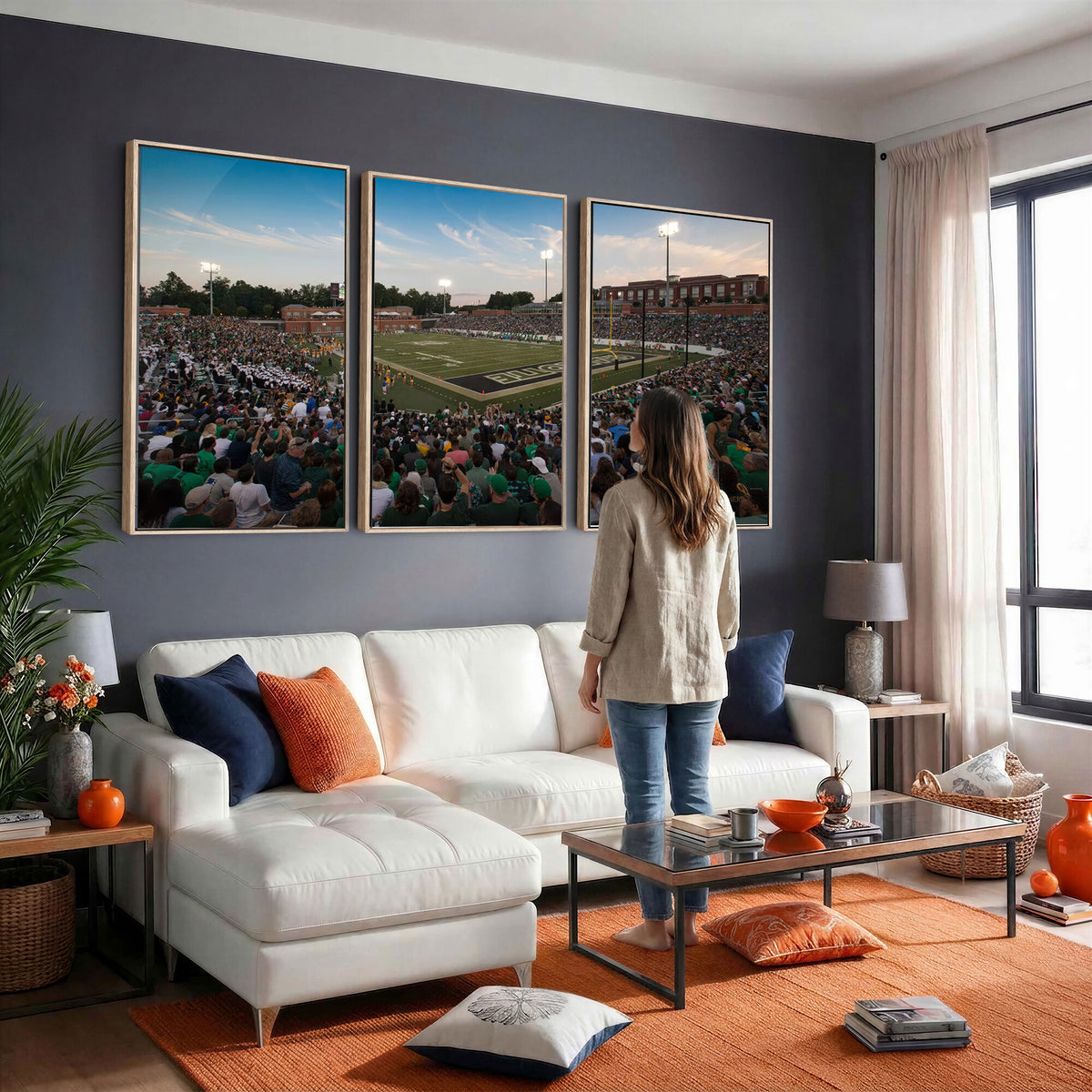 12290-MGV-CV-36X24 - University of Charlotte 49ers Football Team Print - Charlotte Jerry Richardson Stadium Wall Art