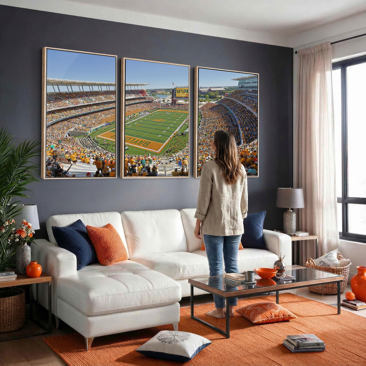 49912-MGV-CV-36X24 - Baylor University Bears Football Team Print - Waco McLane Stadium Wall Art Canvas Print