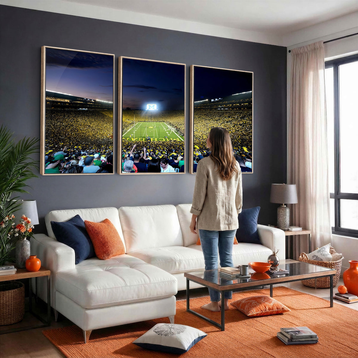 22115-MGV-CV-36X24 - University of Michigan Wolverines Football Team Print - Ann Arbor Michigan Stadium Canvas Print