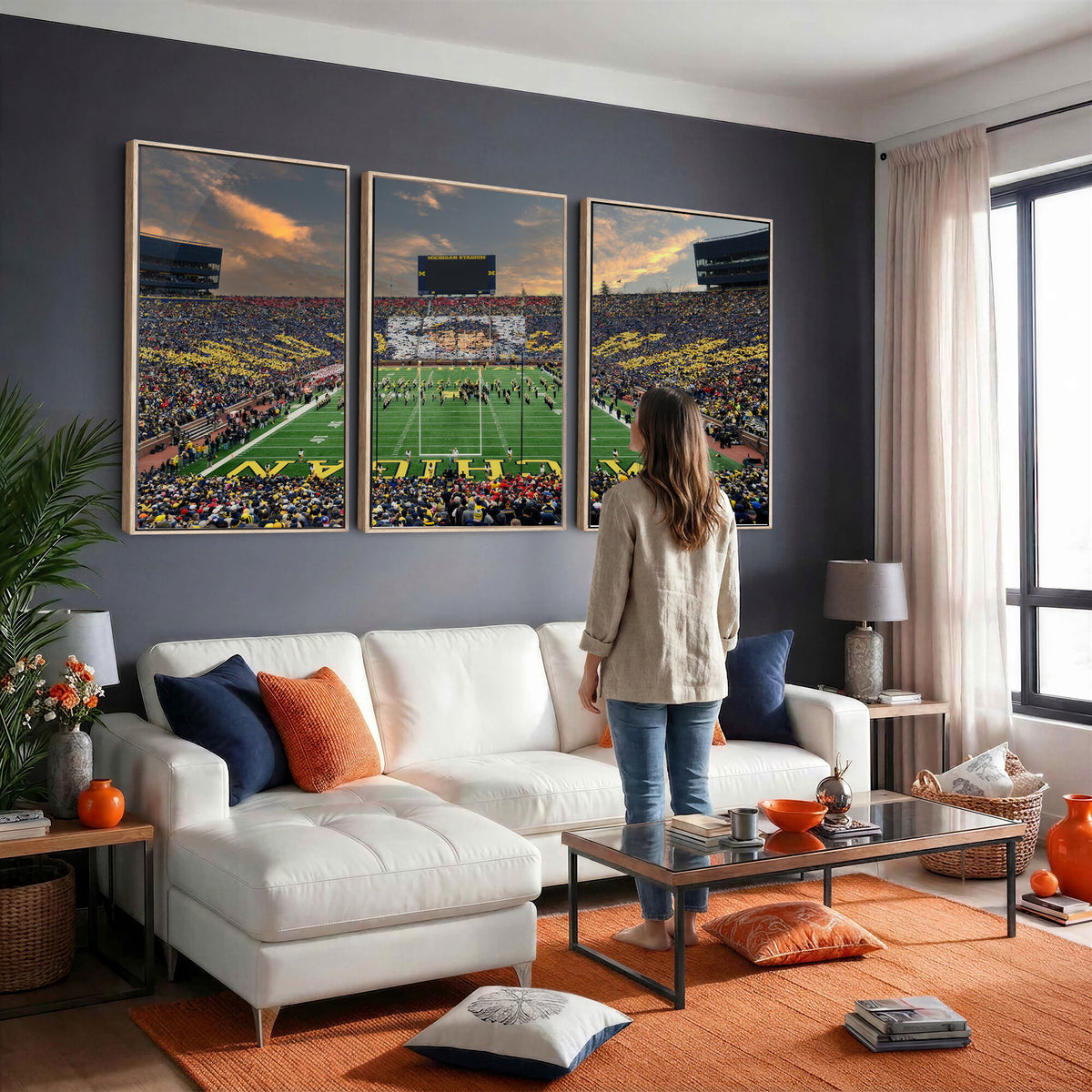 81843-MGV-CV-36X24 - University of Michigan Wolverines Print Canvas, Football Team Print - Ann Arbor Michigan Stadium