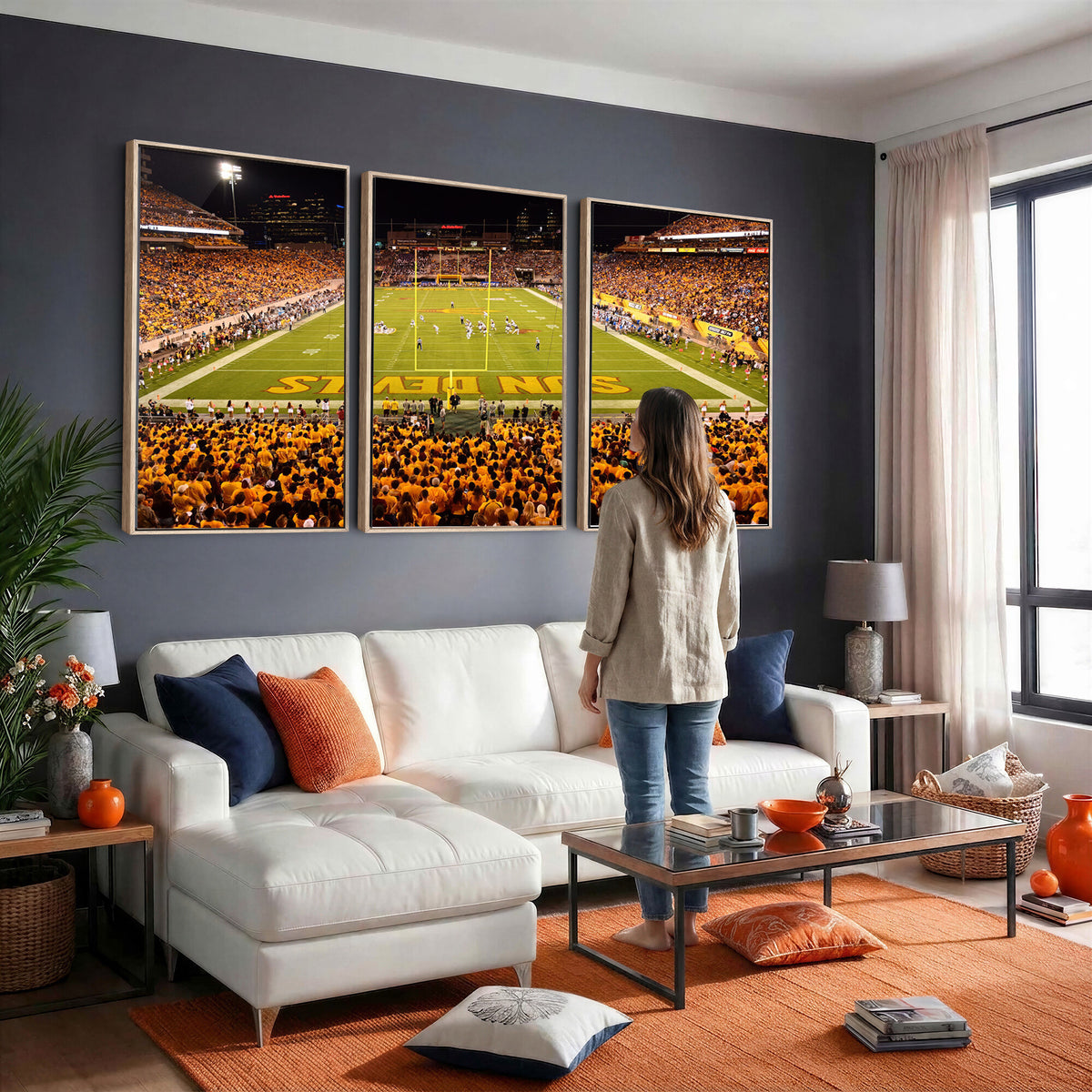 21588-MGV-CV-36X24 - ASU Sun Devils Football Team Print - Phoenix Mountain America Stadium Wall Art Canvas Print