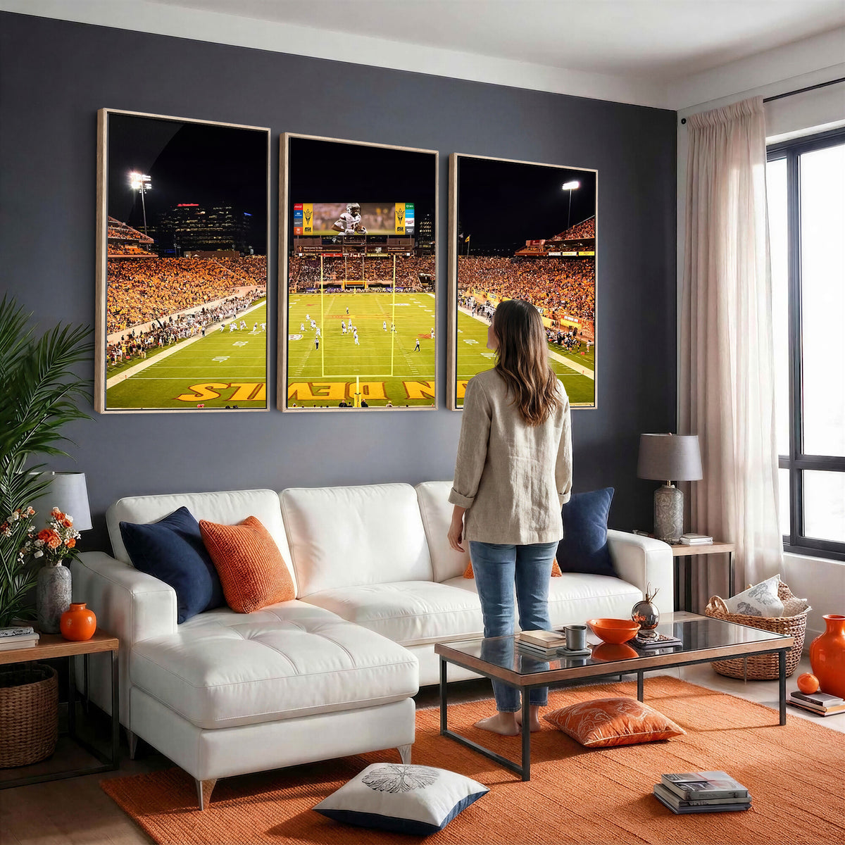 87612-MGV-CV-36X24 - ASU Sun Devils Football Team Print - Phoenix Mountain America Stadium Canvas Print