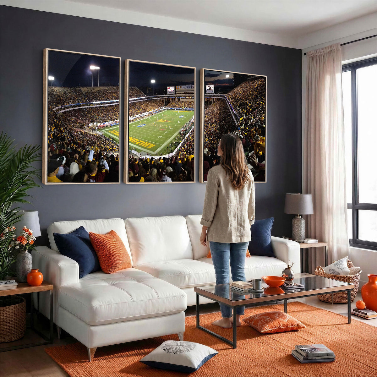 75716-MGV-CV-36X24 - ASU Sun Devils Football Team Print Canvas - Phoenix Mountain America Stadium Wall Art Canvas Print