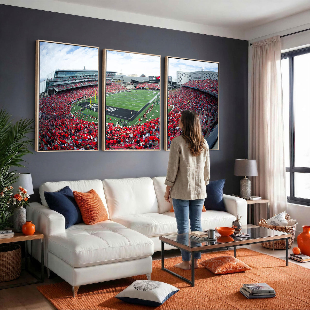 54070-MGV-CV-36X24 - Cincinnati Bearcats Football Team Print - Nippert Stadium Wall Art Canvas Print